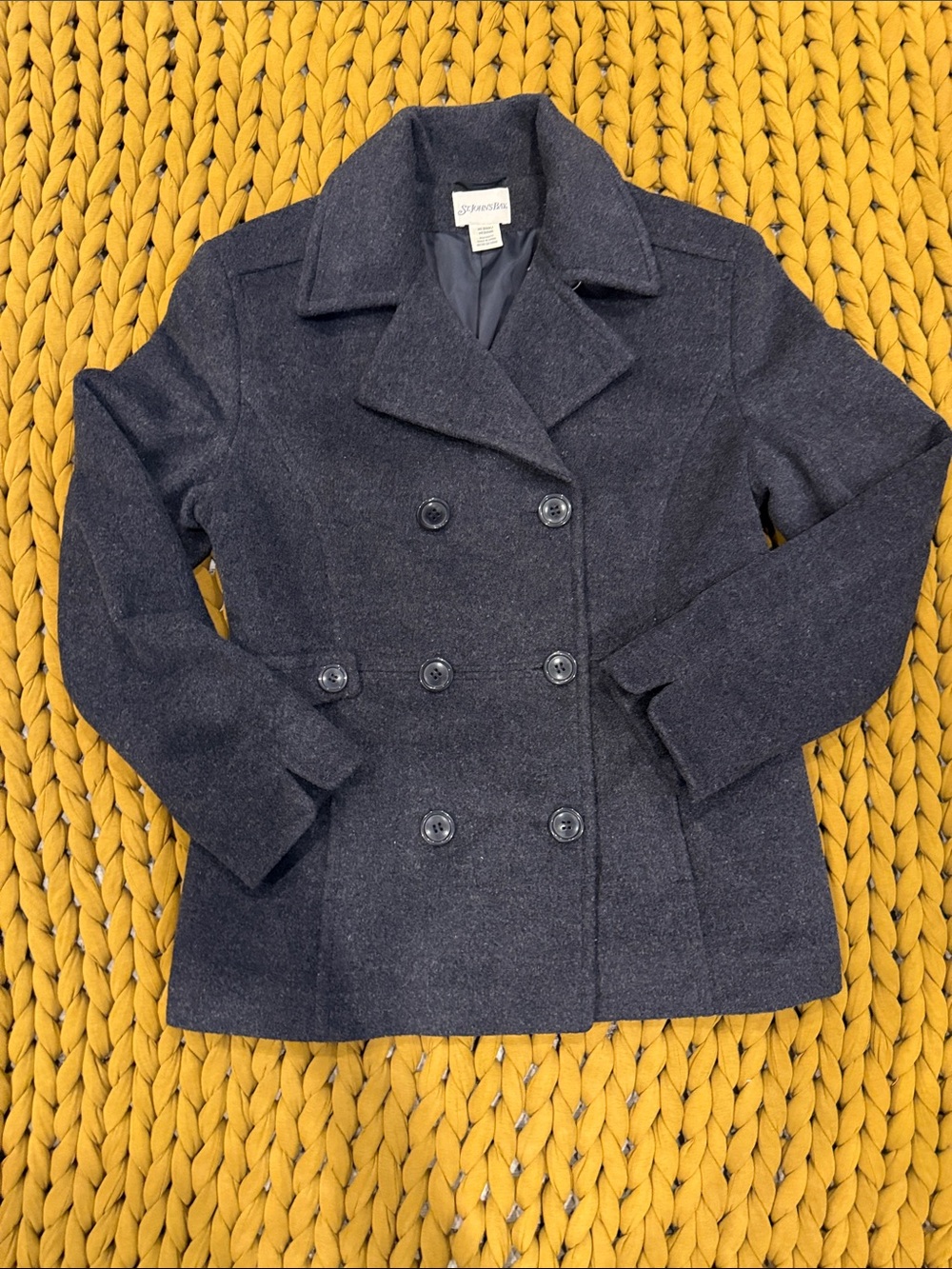 Women’s Double-Breasted Charcoal Peacoat